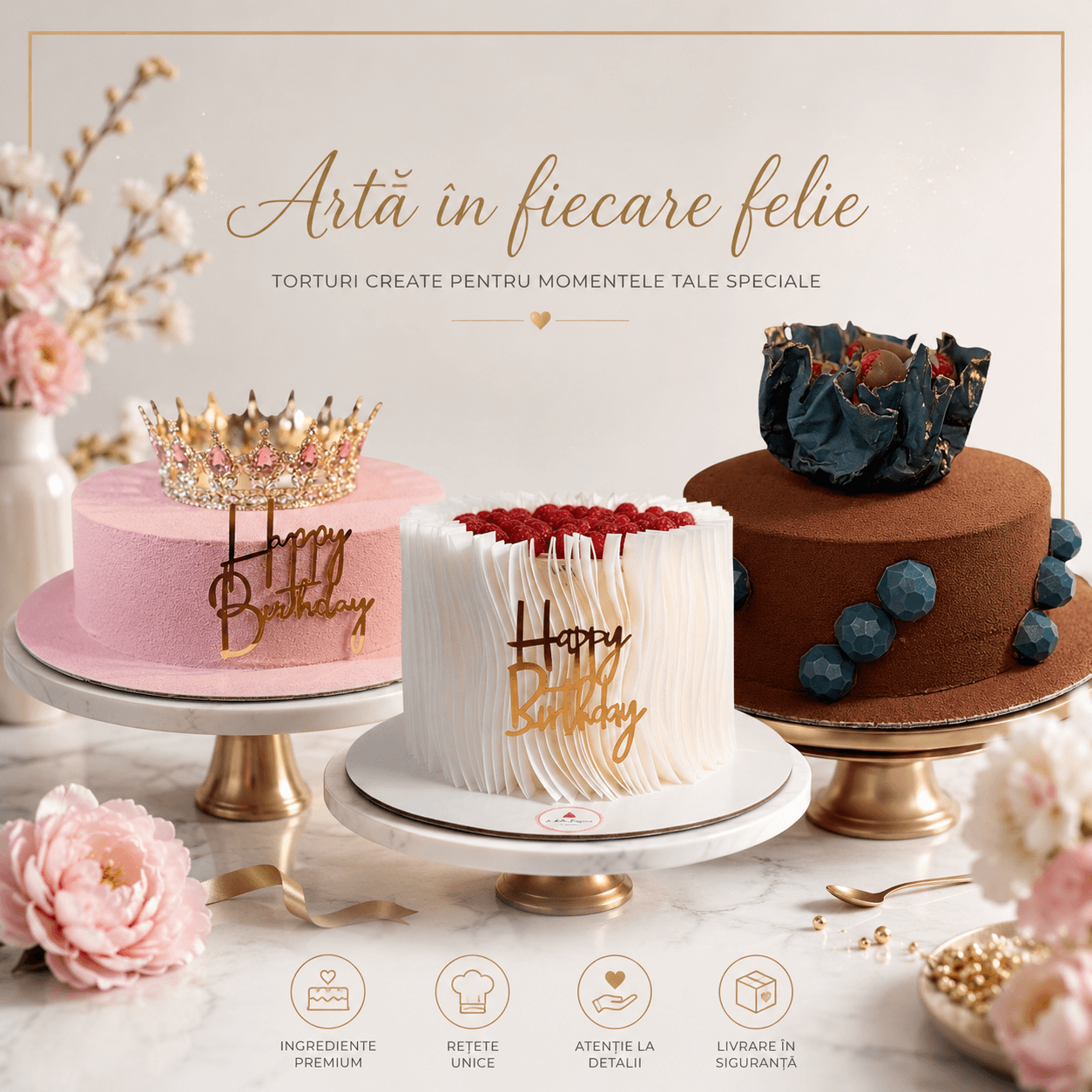 Trei torturi festive La Dolce Passione decorate pentru aniversari